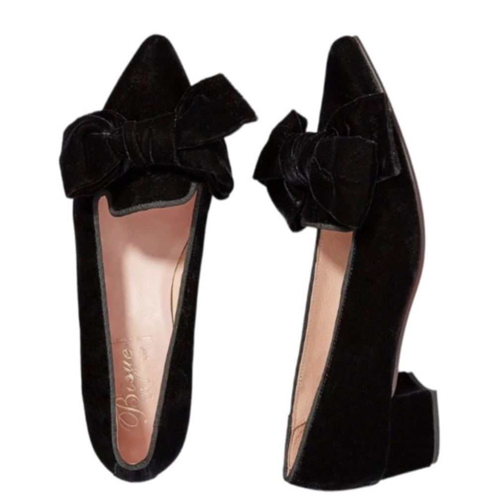 Bisue Ballerinas Black Velvet Shoes with Bow